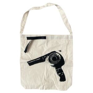 Bag-all Hair Dryer Print Storage Bag Canvas Tote Bag Off White